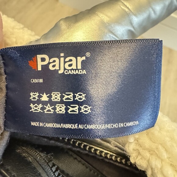 PAJAR Canada Metallic Silver Puffer Tote Bag Faux Shearling Trim Quilted Handbag - Picture 14 of 16